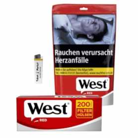 1 x West Red Volumentabak 100g + 200 Filterhülsen + Feuerzeug