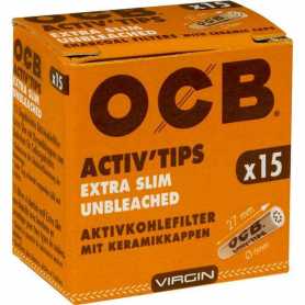 OCB Activ´Tips Slim Unbleached, 6mm Aktivkohle-Filter
