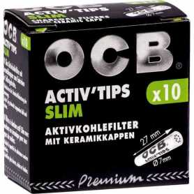 OCB Activ Tips Slim 10 Stück, 7 mm Aktivkohle-Filter
