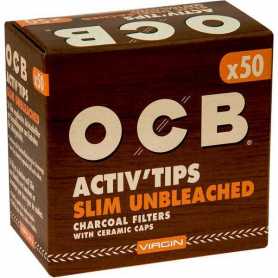 OCB Activ Tips Slim Unbleached, 7 mm Aktivkohle-Filter